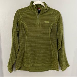 The North Face green striped 1/4 zip fleece